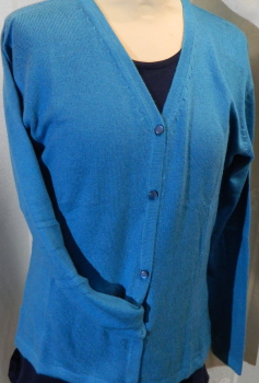 Preview: Damen V-Ausschnitt Pashmina Jacke blaugrün -HWPC004